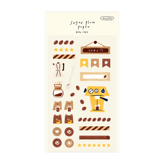 Bear Cafe (B-Grade) - Matte Vinyl Sticker Sheet