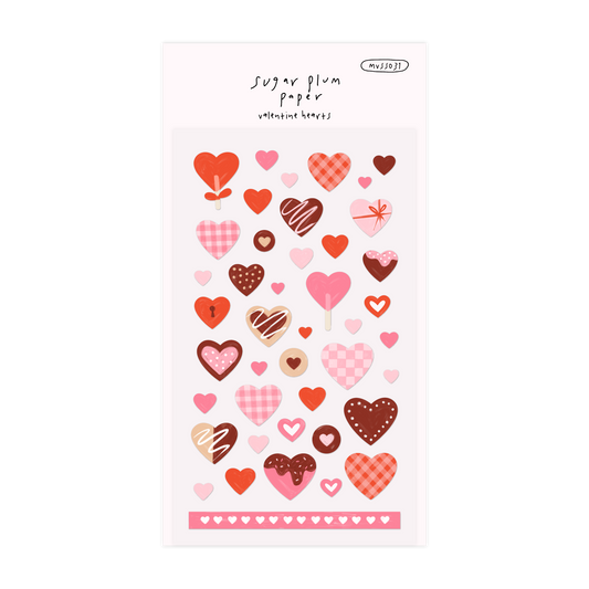Valentine Hearts - Matte Vinyl Sticker Sheet