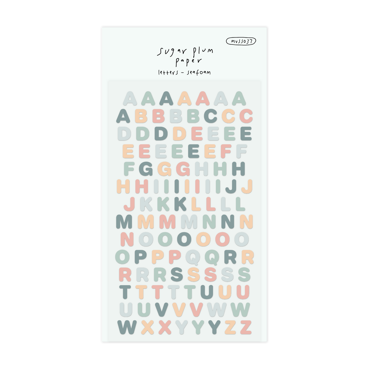 Letters (Seafoam) - Matte Vinyl Sticker Sheet