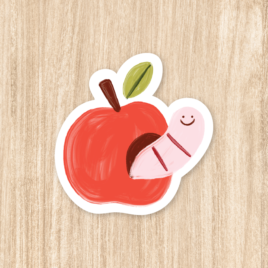 Apple Worm - Vinyl Sticker