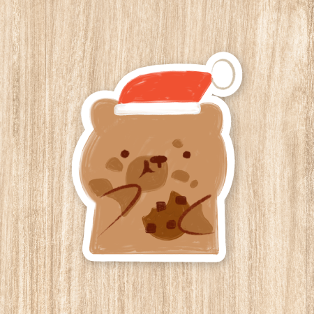 Christmas Benji Bear - Vinyl Sticker w/ @amies.studio