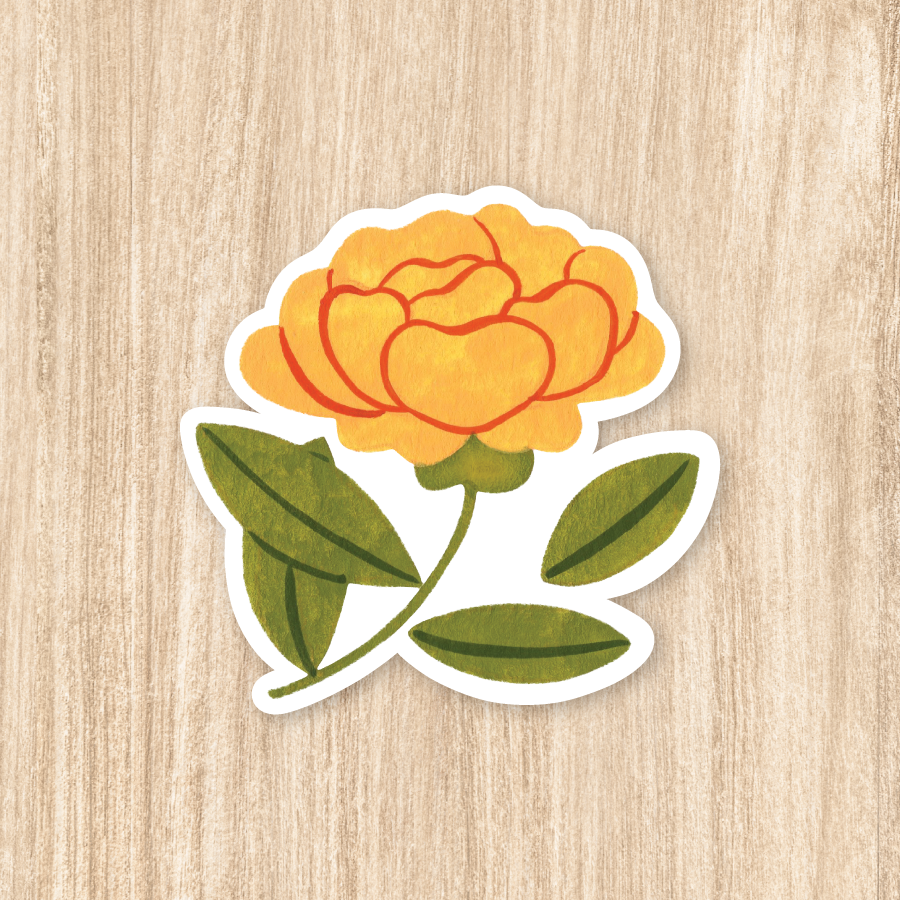 Yellow Peony - Vinyl Sticker