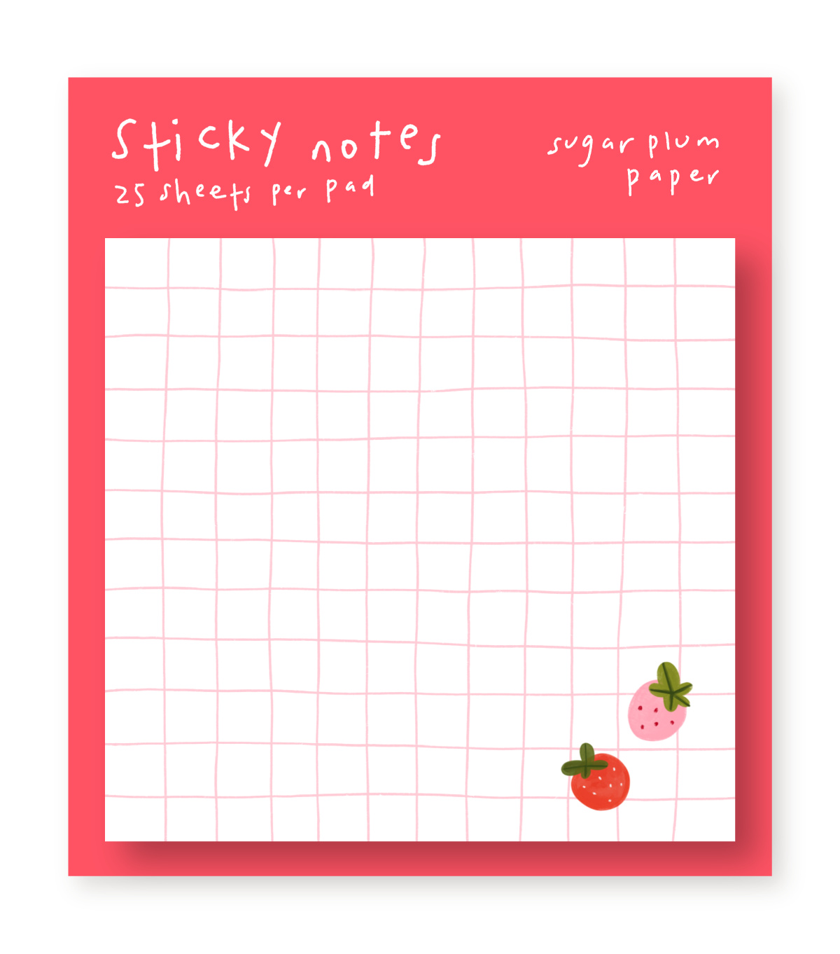 Strawberry Grid - Blank POST-IT® Notes - 3X3"