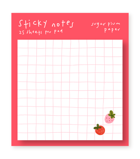 Strawberry Grid - Blank POST-IT® Notes - 3X3"