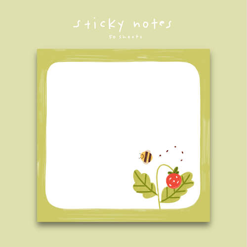 Strawberry Bee - Blank POST-IT® Notes - 3X3"